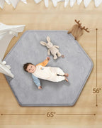 Thick Hexagon Playpen Mat,65x56 Inch Baby Play Mat for Floor,Soft Support & Plush Feel Foam Mats Play Tent Mats for Infant,Kids,and Toddler Crawling,Non-Slip Back for Indoor Playhouses(Light Grey)