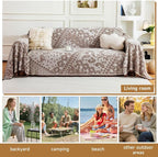 ROOMLIFE Brown Couch Covers for Sofa, Sofa Covers Washable Non Slip Furniture Protector Couch Sofa Covers for 3 Cushion Couch, Breathable Sofa Slipcovers Couch Cover Blanket with Tassels 71" X 150"