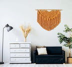 Youngeast Large Macrame Wall Hanging Boho Beaded Curtain for Window Macrame Bedroom Headboard Living Room Wall Art Tassel Tapestry Bohemian Woven Wall Decor 31" W X 25" H (Orange)