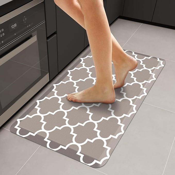 WISELIFE Anti Fatigue Floor Mat - 4/5 Inch Thick Kitchen Mat Non Slip Waterproof Heavy Duty Ergonomic Comfort Mat Durable for Home, Office, Sink, Laundry,(20" x 39", Khaki)