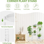iDavosic.ly 7 Tier Large Plant Stand Indoor, 10 Inch Wide Tall Corner Metal Plant Stands Outdoor for Multiple Plants, Folding Tiered Flower Display Holder Rack Shelf, White