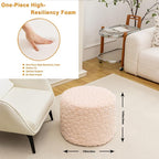 Ottoman Foot Rest Stuffed Round Boho Floor Poof Seating Armchair Ottoman Foot Stool Floor Cushion Bean Bag Pouf 18x18x14 Inch Pink