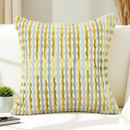 Boho Chenille Striped Pillow Cover 18x18 Inch, Decorative Pillow Cover for Couch Bed Sofa Living Room Bedroom Farmhouse Modern Home Decor Accent Pillowcases Set of 1, Yellow White