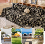 ROOMLIFE Black Sofa Cover, Vintage Boho Couch Cover for 3 Cushion Sofa, Non Slip Soft Chenille Sofa Slipcovers for Dog, Washable Furniture Sofa Protector Cover with Tassel for Living Room, 71''X150”