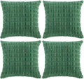 Fancy Homi 4 Packs Green Decorative Throw Pillow Covers 24x24 Inch for Living Room Couch Bed, Holiday Christmas Home Decor Gift, Soft Plush Corduroy Cute Square Accent Cushion Case 60x60 cm