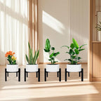 4 Pcs Mini 4Legs Adjustable Metal Plant Stand for 5"-10" Plant Pot – Indoor & Outdoor (Black, 4 Pcs)