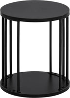 HDANI Small Round Wooden Step Stool for Kids Adults, 300lbs Load Capacity Garden Stool, Non-Slip Small Stool for Plant Stand, Kitchen, Bathroom and Bedroom, Black