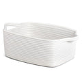 CHICVITA Storage Basket for Gifts, Small Gift Baskets Empty for Baby Showers, Decorative Cotton Rope Basket with Handles, Baby Toy Baskets for Shelves, 13 x 9.8 x 5 inches, White