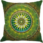 Jartinle Set of 4 Retro Floral Mandala Compass Medallion Bohemian Pillow Covers Boho Decor Hippie Throw Pillows Decorative for Sofa Couch 18 x 18