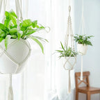 Mkono 3 Pack Macrame Plant Hangers, Different Sizes Hanging Planters Indoor Basket Decorative Flower Pots Holder Stand Boho Home Decor, Ivory