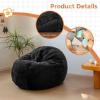 MAXYOYO 3 in 1 Kids Bean Bag Chair Bed, Child Floor Sofa for Gaming, Reading, Faux Fur Floor Mattress with High-Density Foam Filling for Living Room Bedroom