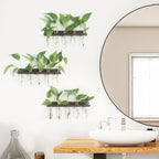 Plant Propagation Station Tubes, 3 Tiered 15 Wall Hanging Glass Test Tubes Vase Planter for Hydroponic Home Garden Office Decor, Gardening Gifts for Women Plant Lover - Brown