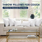 MIULEE Throw Pillows Inserts, Pack of 2 20x20 Inch 100% Virgin Fiber Filling Bed Couch Pillows