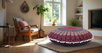 CRAFT KALA 22" Mandala Meditation Floor Pillows Cover Pouf Cover Round Seating Bohemian Mandala Cotton Floor Cushion Cover Outdoor Fireplace Seating Living Room Yoga Room Home Décor Pink