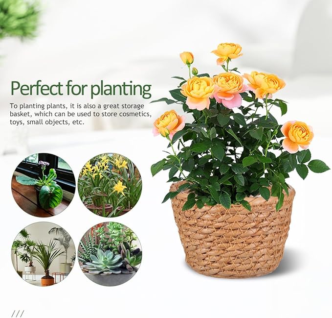 TOYANDONA 2pcs Modern Woven Plant Pots Natural Woven Planter Baskets Liner for Indoor Outdoor Random Color 5.1 inch