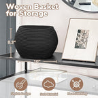 Goodpick Small Rope Storage Basket, Black Round Baskets for Socks, Dog Toys, Towels, Cute Baby Basket for Living Room, Bedroom, Nursery, Towel Baskets for Bathroom, 10 x 8.3 inches