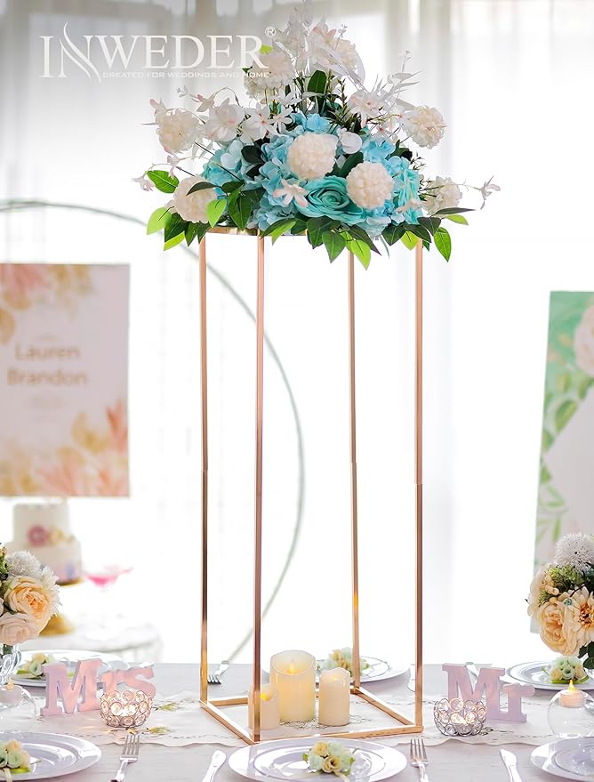 Gold Plant Stand Indoor: 31.5” Tall Pedestal Stand for Wedding Centerpieces Party Event Center Pieces Decoration for Table Home Decor 2 PCS