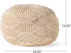 Knitted Round Pouf 20x20 - Cozy Cotton Floor Cushion, Modern Home Decor, Nursery Seating, Footrest, Soft Knit Design