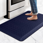 HappyTrends Kitchen Floor Mat - 4/5 Inch Thick Anti-Fatigue Kitchen Rug,Waterproof Non-Slip Kitchen Mats and Rugs Heavy Duty Ergonomic Comfort Rug for Kitchen,Office,Sink,Laundry,(22"x36", Blue)