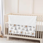 Sleepy Safari Baby Blankets for Girl Boy Lion Elephant Hippo Giraffe Moon Clouds Stars Soft Mink Dotted Backing Double Layer Swaddle Blanket African Jungle Animal Bed Throw for Newborn Toddler 30x40