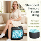 Round Corduroy Ottoman Foot Rest Pouf for Living Room Couch - Soft Plush Shredded Foam Filled Hassock Stool, Comfy Footstool