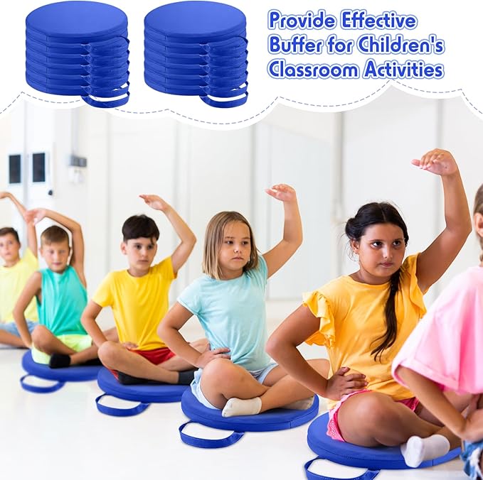 Suzile 12 Pcs 12'' Floor Cushions for Classroom Flexible Floor Seating with Handles Classroom Carpet Cushions for Kids Toddlers Daycare Preschool Furniture (Royal Blue)