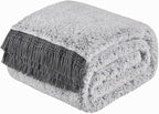EMME Soft Sherpa Fleece Blanket with Tassel, Reversible Plush Fluffy Large Blanket, Light Weight Warm Decorative Boho Blanket Cover for Sofa, Couch, Bedroom,Travel(Tassel Grey,108"x90")