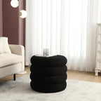 Flouki 19.5" Storage Ottoman Round, Vanity Stools for Bedroom, Entryway Ottoman for Console Table, Ottoman Stool for Girls Women, Foot Stool for Living Room Set of 2, Sherpa Black