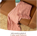 Folkulture Christmas Throw Blanket | (60 x 50) Boho Chunky Knit Blanket for Bed, Couch |Chenille White Thick, Ultra Soft, Plush, Lightweight, Throw Blanket for Sofa with Machine Wash | Cozy Blush