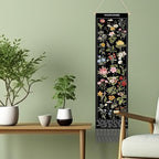 Geetery Vintage Floral Vertical Tapestry Wall Hanging Decor Long Flower Narrow Botanical Fabric Wall Art Hanging Reference Illustrative Tassel Tapestry for Bedroom Living Room Home Decor Gift(Black)