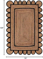 Generic Scallop Pattern Jute Bohemian Area Rug (Black, 6'x9')