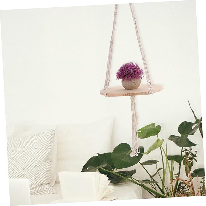 Hanging Woven Flower Basket Holder Natural Macrame Plant Pot Tray for Use for Plants Like and Ferns Decor