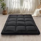 WhatsBedding Japanese Floor Mattress Futon Mattress 3" Black Tatami Mat Shredded Memory Foam Filled Sleeping Pad, Foldable & Portable Roll Up Lounger Camping Bed for Kids and Adult,Twin Size 39"x 80"
