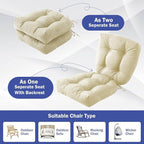 Outdoor Chair Cushions Set of 2, Patio Chair Cushions with Ties, 17x17+4” Tufted Outdoor Seat Cushions, Waterproof Patio Furniture Cushions, Outdoor Dining Chair Pads, Beige