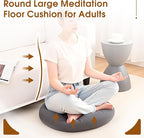 Floor Pillows for Adults, 22x22x6 Inch Meditation Cushions, Large Round Sitting Cushion Living Room Memory Foam Pillow for Sitting (1, Grey, 22x22x6 Inch)