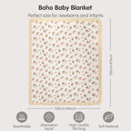 insular Cotton Muslin Baby Blanket with Tassel, Boho Bohemian Muslin Swaddle Blanket Baby Receiving Blanket with Fringe, Nursery Decor Throw or Nursing Blankets, 47" x40”, Floral