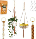 2 Packs Macrame Plant Hanger Colored Braided Polyester Rope Outdoor Indoor Adjustable Hanging Planter for up to 10 Inch Plant Pot Modern Boho Home Decor (Burnt Orange/Ivory)