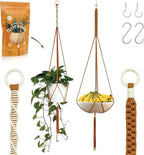 2 Packs Macrame Plant Hanger Colored Braided Polyester Rope Outdoor Indoor Adjustable Hanging Planter for up to 10 Inch Plant Pot Modern Boho Home Decor (Burnt Orange/Ivory)