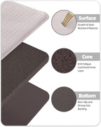 Color&Geometry Anti Fatigue Cushion Padded Kitchen Mat for Floor - 17x29+17x59,Easy Clean, Water & Oil Proof, Anti Slip, Foam Rubber Runner Rug for Front Sink Comfort Standing, Floral White Set of 2
