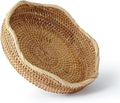 8.7” Small Basket Wicker, Rattan Serving Bowl Bowls, Small Decorative Tray, Natural Handwoven Basket, Entryway Nightstand Dining Room Kitchen Counter Table Coffee Organizing Snack Pastries Jewry