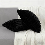 2 Pack 20x20 Double-Sided Faux Fur Pillow Covers, Plush Throw Pillow Covers for Living Room Decorations Throw Pillow Case, Throw Pillow Cover Cushion Cover for Home Sofa Car, Black