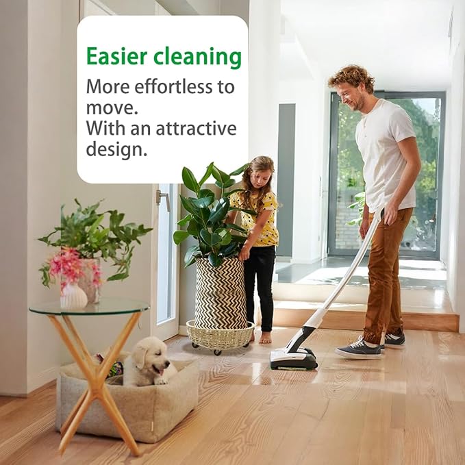 Outdoor Rattan Plant Stand Round Trays Planter Caddy with Wheels, Indoor Wooden Flower pots Table Decor Wicker Basket (Paper Rope)