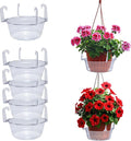 Curtis Wagner Plastics Hanging Basket Drip Pans (5-Pack) | Clear, Round (Diameter = 6.25" Base, 8" Top, 3.5" Depth) Hanging Plant Tray Saucer with Built-in Hooks & Water Catcher for Indoor & Outdoor