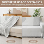 Couch Cover for Dogs, Boho Sofa Covers for 3 Cushion Couch, Chenille Sofa Slipcover for Pets Washable, L-Shape Sectional Couch Loveseat Cover Soft Throw Blankets with Tassels(71x134,Arc Grey)