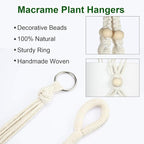 6 Pieces Macrame Plant Hangers with 6 Hooks, Different Tiers, Handmade Rope Hanging Planters Set Flower Pots Holder Stand Hanging Plant Holder for Indoor Outdoor Boho Home Decor (Creamy White)