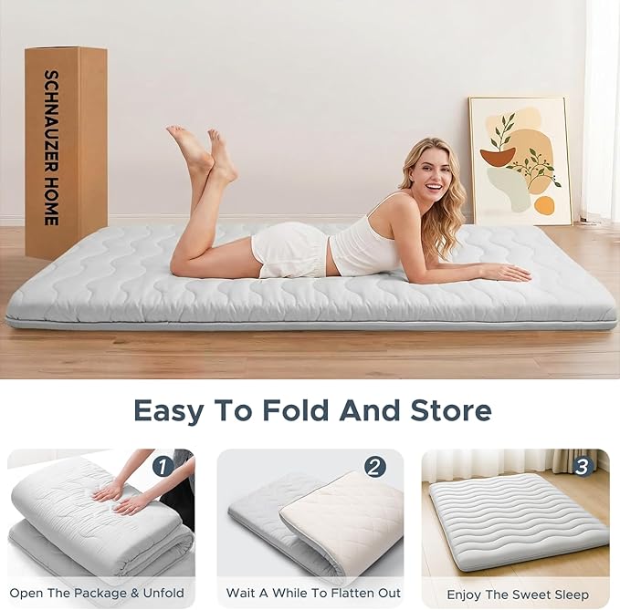 Japanese Futon Floor Mattress, 100% High Density Comfortable Foam, 3.5" Thicken Foldable Mattress Tatami Mat Sleeping Pad, Ideal for Comfort and Support, Kids Floor Lounger Pillow Bed Sofa (Twin）