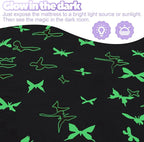 MeMoreCool Foldable Floor Mattress for Kids, Glow Butterfly Toddlers Trifold Nap Mat, Kids Folding Mattress Portable Sleeping Futon for Daycare or Floor Bed, 57x22 Inch Purple
