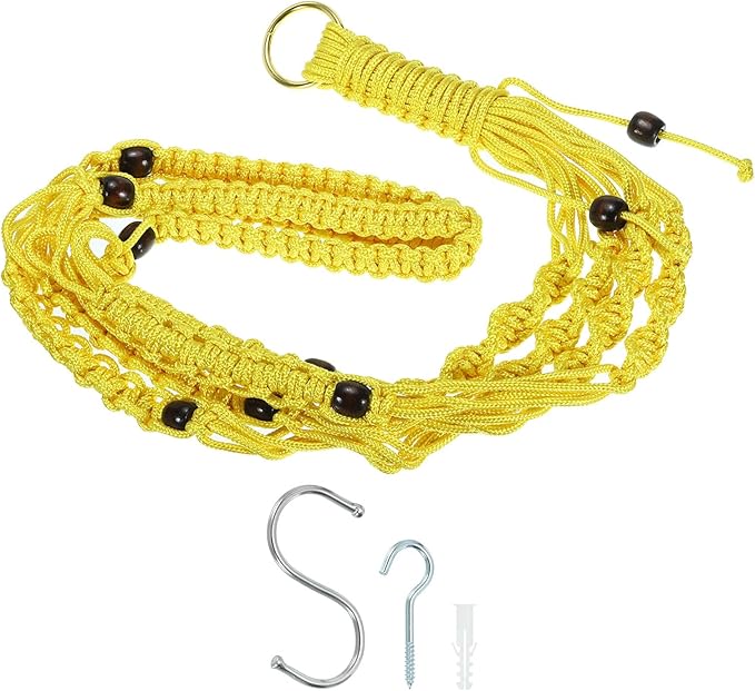 PATIKIL Macrame Hanging Planter, 35 Inch Handmade Hanging Plant Holders Flower Pot Hanger Flower Pot Hanger for Indoor Outdoor Decor, Yellow