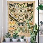 Vintage Butterfly Tapestry 48” x 36”, Long Vertical Wall Hanging Reference Illustrative Papillons Tapestries for Bedroom Aesthetic Butterfly Tapistry Cute Vertical Tapestry Wall Hanging Bedroom Decor
