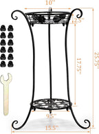 Yesland 2 Pcs Metal Plant Stand Indoor Outdoor, 2 Tier Black Iron Flower Plant Stand 26 Inches Detachable Tall Modern Plant Shelf Holder for Corner, Patio, Living Room, Garden